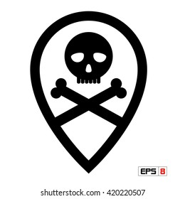 Map pointer.Danger - vector icon, flat design