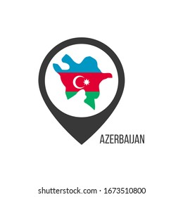 Map pointers with contry Azerbaijan. Azerbaijan flag. Stock vector illustration isolated on white background.