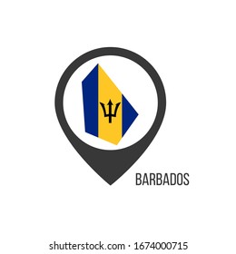 Map pointers with contry Barbados. Barbados flag. Stock vector illustration isolated on white background.