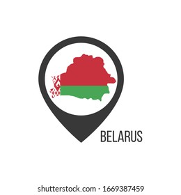 Map pointers with contry Belarus. Belarus flag. Stock vector illustration isolated on white background.