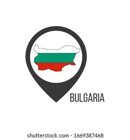 Map pointers with contry Bulgaria. Bulgaria flag. Stock vector illustration isolated on white background.