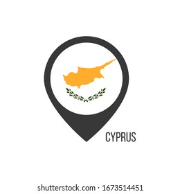 Map pointers with contry Cyprus. Cyprus flag. Stock vector illustration isolated on white background.