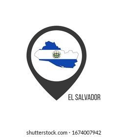 Map pointers with contry El Salvador. El Salvador flag. Stock vector illustration isolated on white background.