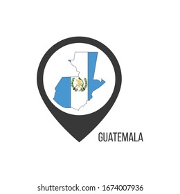 Map pointers with contry Guatemala. Guatemala flag. Stock vector illustration isolated on white background.