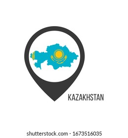 Map pointers with contry Kazakhstan. Kazakhstan flag. Stock vector illustration isolated on white background.