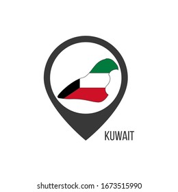 Map pointers with contry Kuwait. Kuwait flag. Stock vector illustration isolated on white background.