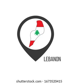 Map pointers with contry Lebanon. Lebanon flag. Stock vector illustration isolated on white background.