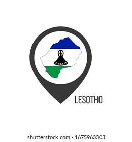 Map pointers with contry Lesotho. Lesotho flag. Stock vector illustration isolated on white background.