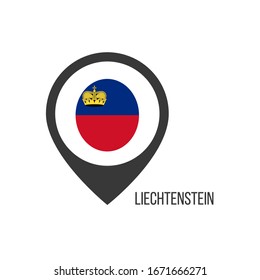 Map pointers with contry Liechtenstein. Liechtenstein flag. Stock vector illustration isolated on white background.