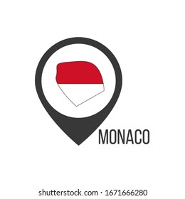 Map pointers with contry Monaco. Monaco flag. Stock vector illustration isolated on white background.