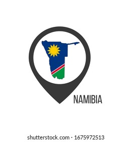 Map pointers with contry Namibia. Namibia flag. Stock vector illustration isolated on white background.