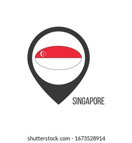 Map pointers with contry Singapore. Singapore flag. Stock vector illustration isolated on white background.