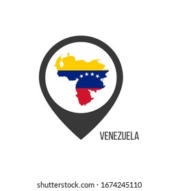 Map pointers with contry Venezuela. Venezuela flag. Stock vector illustration isolated on white background.