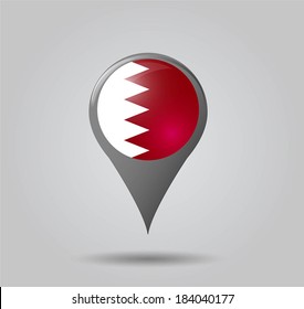 Map pointers with flag and 3D effect on grey background - Bahrain
