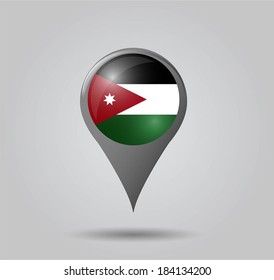 Map pointers with flag and 3D effect on grey background - Jordan