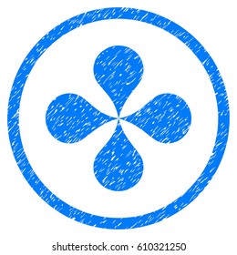 Map Pointers grainy textured icon inside circle for overlay watermark stamps. Flat symbol with scratched texture. Circled vector blue rubber seal stamp with grunge design.
