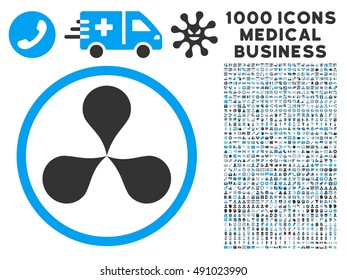 Map Pointers icon with 1000 medical commercial gray and blue vector pictograms. Set style is flat bicolor symbols, white background.