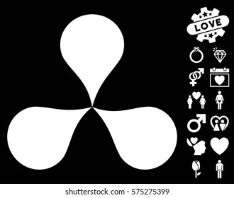 Map Pointers icon with bonus lovely pictograms. Vector illustration style is flat rounded iconic white symbols on black background.