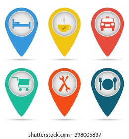 Map pointers icon isolated on white background. Vector illustration