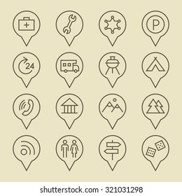 Map pointers icon set