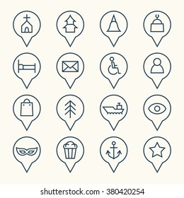 Map pointers icon set