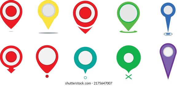 Map pointers icon set. Сollection of colorful location pins. Map pointer GPS location
