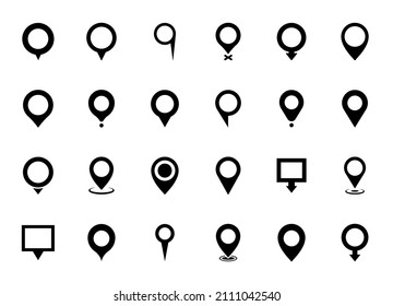 Map pointers icon set. Location pin collection. Map pointer GPS location. Pointer icon pin on the map to show the location. Vector illustration