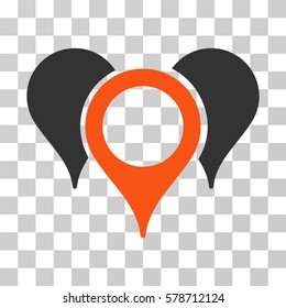 Map Pointers icon. Vector illustration style is flat iconic bicolor symbol, orange and gray colors, transparent background. Designed for web and software interfaces.