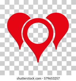 Map Pointers icon. Vector illustration style is flat iconic symbol, red color, transparent background. Designed for web and software interfaces.