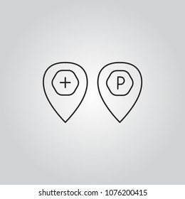 Map pointers icons set