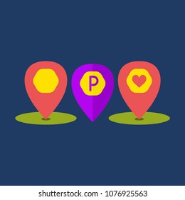 Map pointers icons set