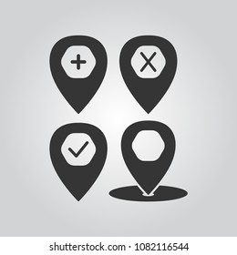 Map pointers icons set