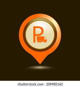 Map pointers with  icons. Vector illustration. 