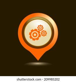 Map pointers with  icons. Vector illustration. 