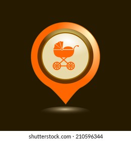 Map pointers with icons. Vector illustration. 