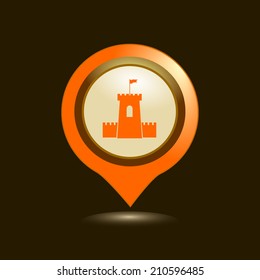 Map pointers with icons. Vector illustration. 