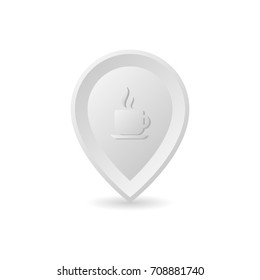 Map pointers, labels on white isolated background. Vector illustration.
