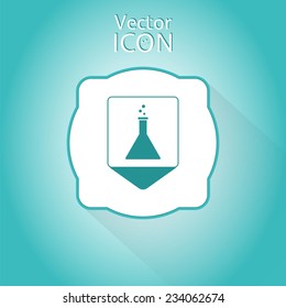 Map pointers with laboratory glass icon. Flat design style. Made in vector illustration