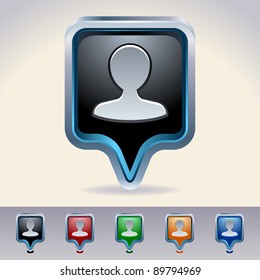 Map pointers. Person glossy web buttons.