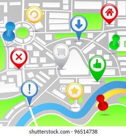 Map with pointers, vector eps10 illustration