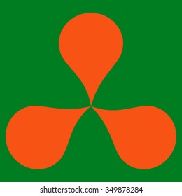 Map Pointers vector icon. Style is flat symbol, orange color, rounded angles, green background.