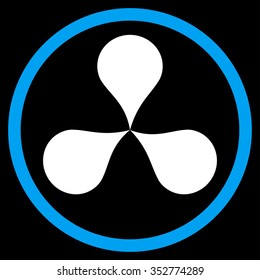 Map Pointers vector icon. Style is bicolor flat circled symbol, blue and white colors, rounded angles, black background.