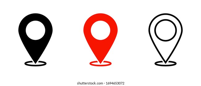 Map pointers. Vector isolated elements. Location navigation icon. Vector outline illustration. Geo location point. EPS 10