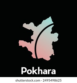 Map Of Pokhara City Modern Simple, illustration vector design template