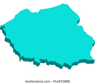A map of Poland 3D on white background