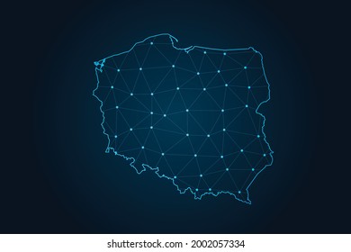 Map of poland , Abstract mash line and point scales on dark background for your web site design map logo, app, ui,Travel. Vector illustration eps 10.