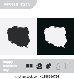 Map of Poland black and white vector icon.