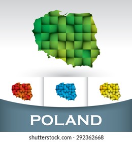 Map of Poland with colorful tiles
