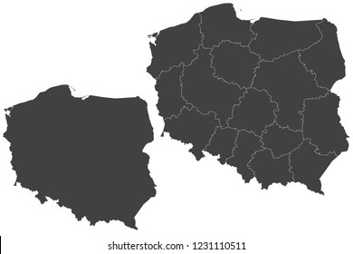 Map - Poland Couple Set , Map of Poland,Vector illustration eps 10.