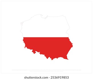 Map of Poland with flag on a white background, National Day of Poland, Poland, Editable Vector illustration of Poland Map, Independence Day design, Map with Flag in it 